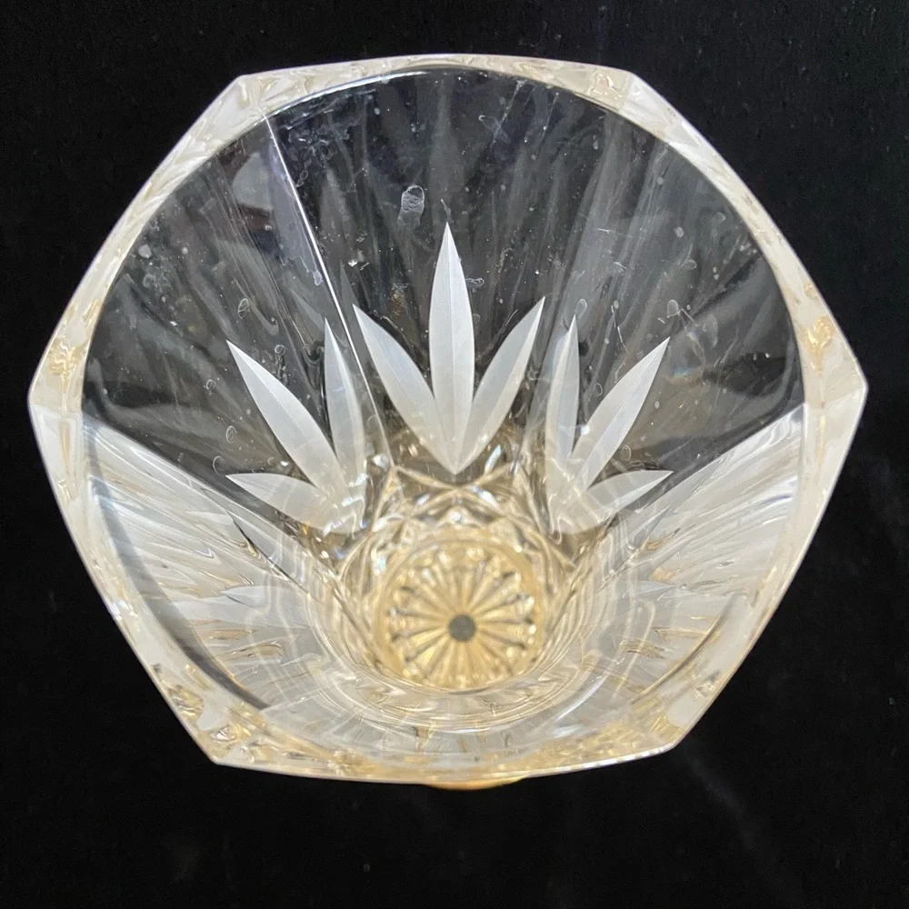 Vintage Irish Killarney Hand Cut Crystal Glass Vase with 24 karat Finish